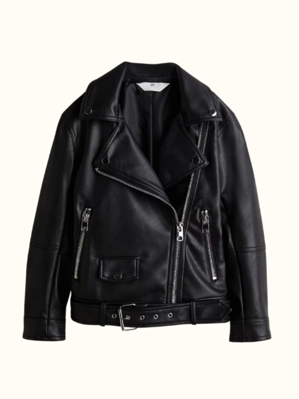 H&M Oversized Faux Leather Biker Jacket
